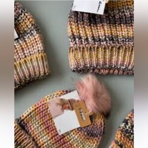 I Am crochet knit stripe puff beanie